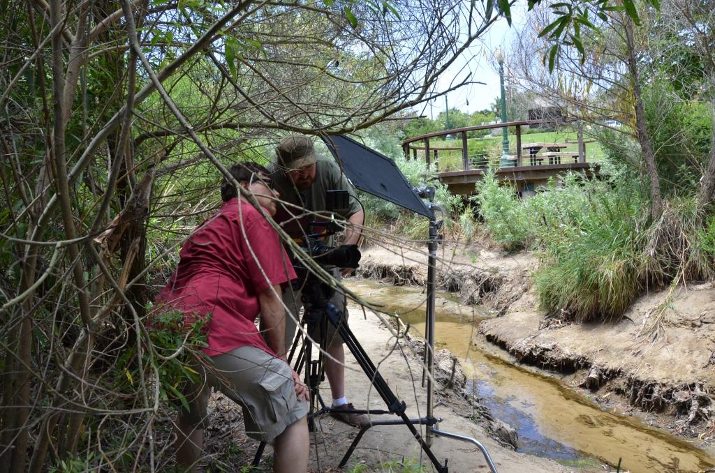 3rd Day Of Filming - Cottonwood Creek Park, Julius Galacki Approving The Framing Matt Cooper Selected For The Stone Skipping Scene  - Photo By Swati Srivastava