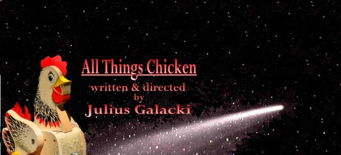 Chicken and comet, title and name, photoformat reworked